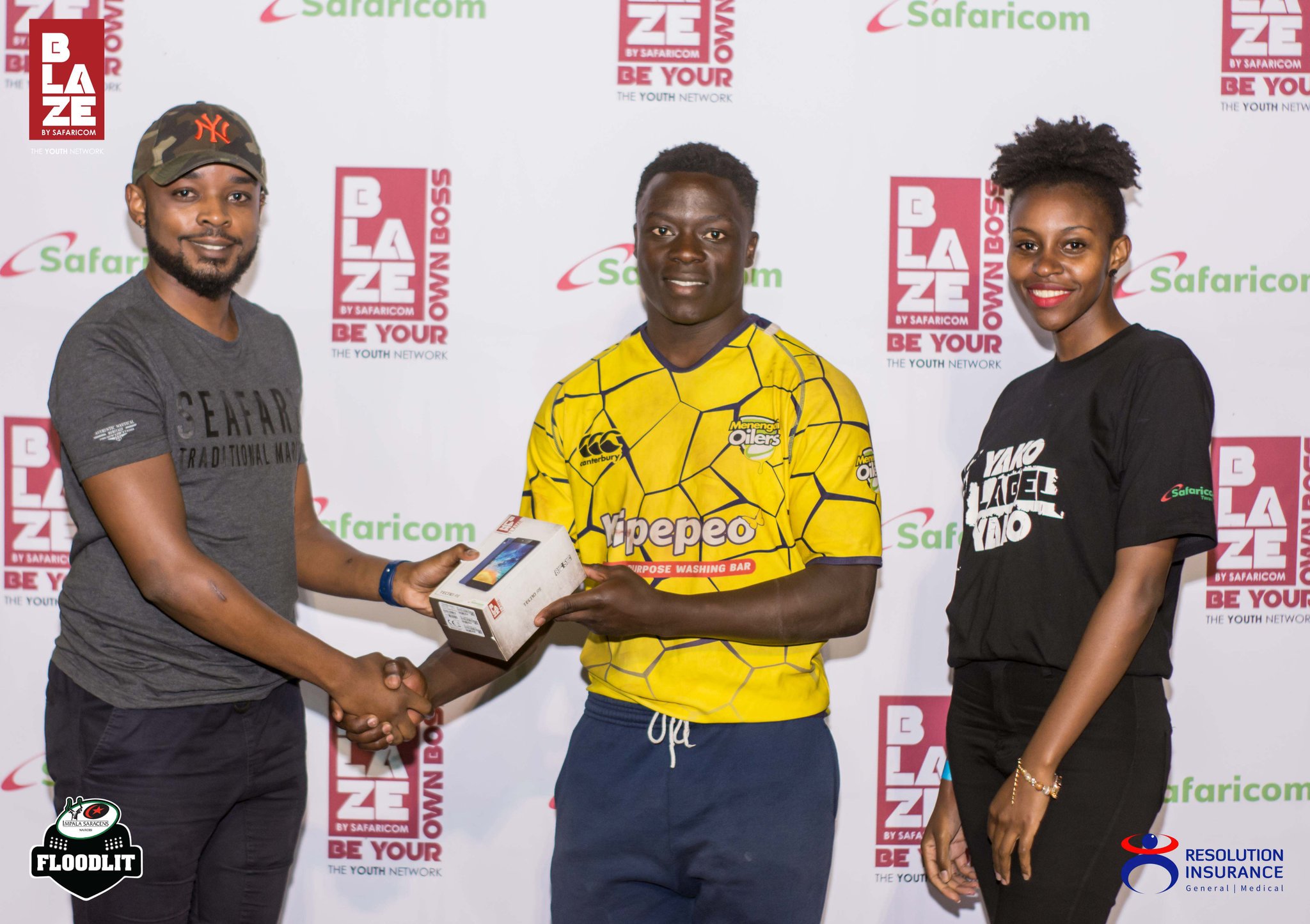 Austin Sikutwa being awarded man of match award after their game against Resolution Impala Saracens.