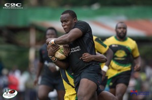 Givens Onyango of Resolution Impala Saracens evading a tackle from Jone Kubu of Kabras Sugar Rugby in a past Kenya Cup fixture at Kakamega Showground.